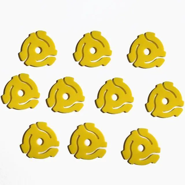 Alt view image 2 of 2 - (10 Pack) TEN Yellow Plastic 45 RPM 7 Inch Vinyl Record Adaptor - 7" Inserts