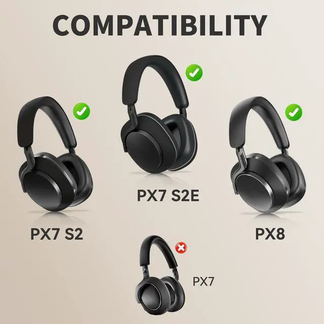 Alt view image 2 of 7 - Lambskin Earpads for Bowers & Wilkins PX8/PX7 S2/PX7 S2e Headphones, Black | Perfect Fit, Simple Quick Install, Noise Isolation, Enhanced Durability, Ergonomic, Long Sessions, Memory Foam