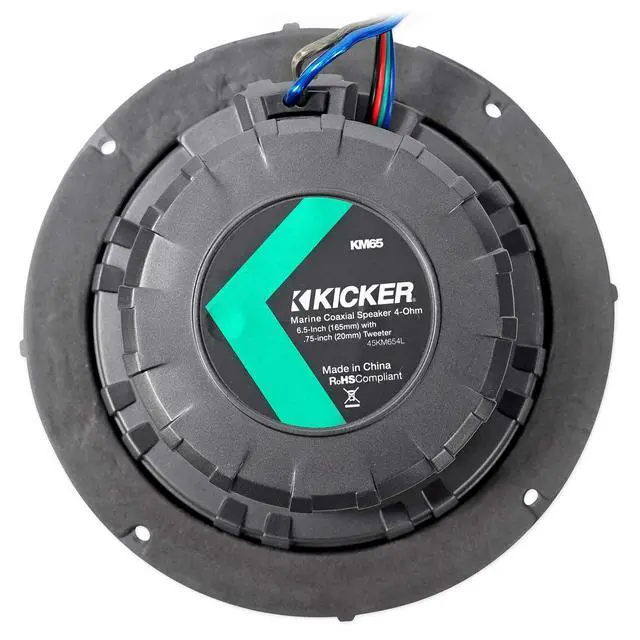 Alt view image 6 of 7 - (2) 45KM654L 6.5" 390w Marine LED Speakers w/Charcoal with White Grilles KM65 Bundle with Pair Rockville MAC65W 6.5" White Aluminum Wakeboard Tower Speaker Pod Enclosures
