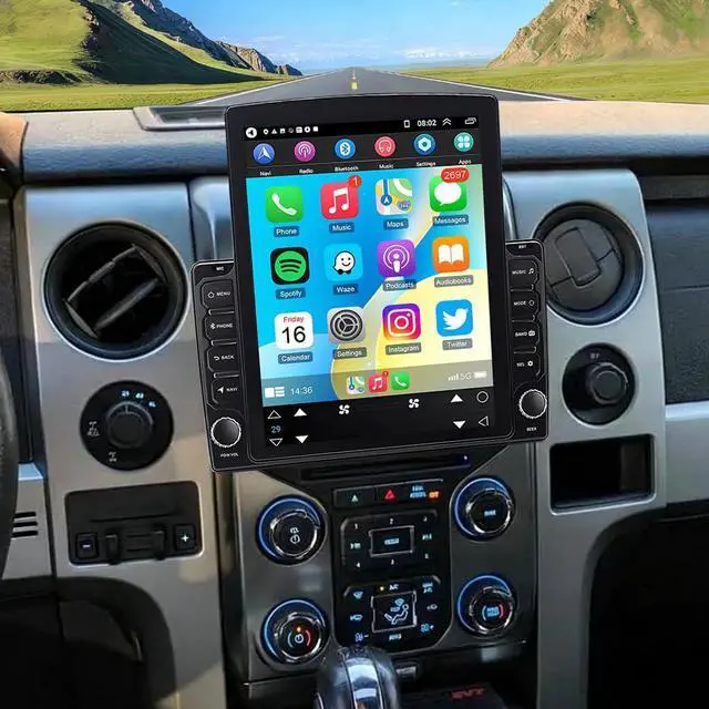 Main image of Android 13 Double Din Car Stereo Radio for Ford F-150 2013 2014 with Wireless Carplay Android Auto 9.7 in Touchscreen for Ford F-150 Car Stereo GPS Bluetooth WiFi FM RDS DSP SWC