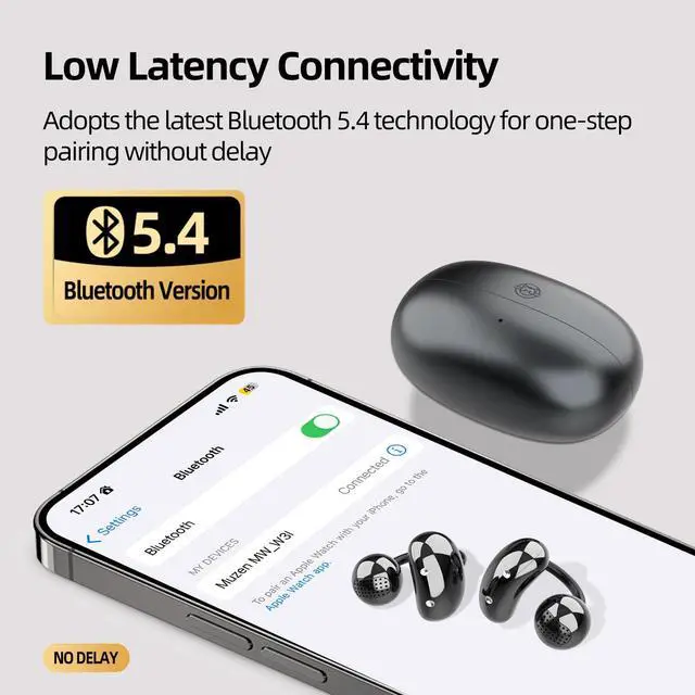 Alt view image 5 of 7 - Open Ear Headphones, Trickle 4g Lightweight Wireless Bluetooth 5.4 Clip On Earbuds with 38H Playtimes, Fit Comfort Sport Ear Clip Earbuds, Hi-Fi Earphones for Fintness Running Workout
