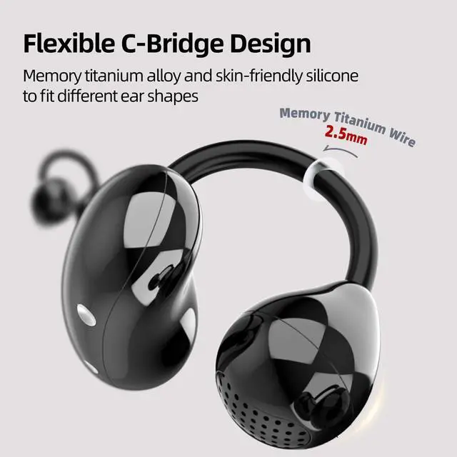 Alt view image 6 of 7 - Open Ear Headphones, Trickle 4g Lightweight Wireless Bluetooth 5.4 Clip On Earbuds with 38H Playtimes, Fit Comfort Sport Ear Clip Earbuds, Hi-Fi Earphones for Fintness Running Workout