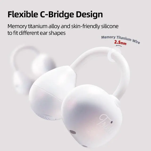 Alt view image 6 of 7 - Open Ear Headphones, Trickle 4g Lightweight Wireless Bluetooth 5.4 Clip On Earbuds with 38H Playtimes, Fit Comfort Sport Ear Clip Earbuds, Hi-Fi Earphones for Fintness Running Workout