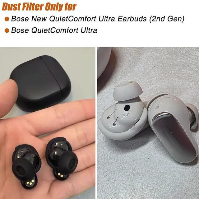 Alt view image 2 of 4 - Replacement Dust Filter for Bose QuietComfort Ultra (2nd Gen)/Ultra Earbuds | Earbuds Dust Proof Mesh,Black,10 Pieces,Includes Tool Tweezers