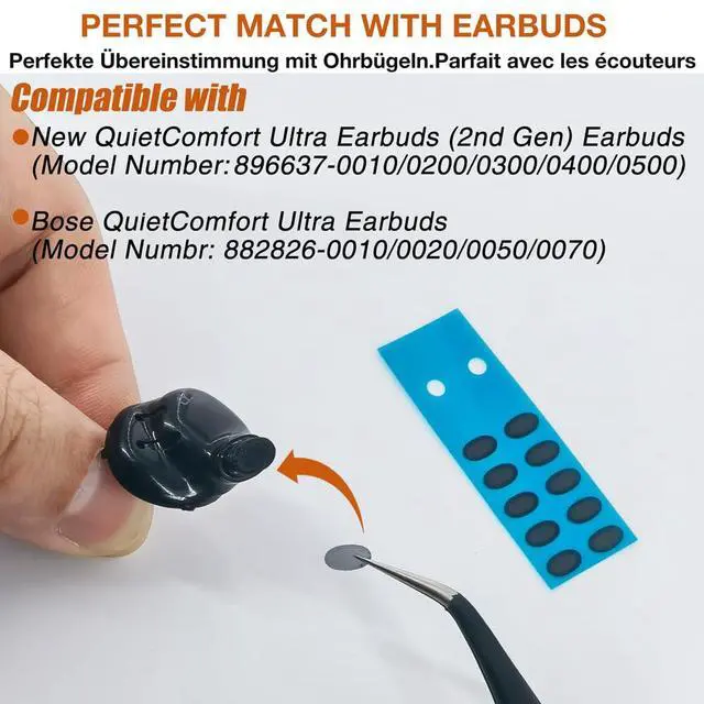 Alt view image 3 of 4 - Replacement Dust Filter for Bose QuietComfort Ultra (2nd Gen)/Ultra Earbuds | Earbuds Dust Proof Mesh,Black,10 Pieces,Includes Tool Tweezers