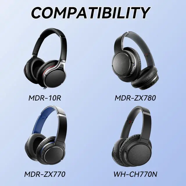 Alt view image 2 of 7 - Earpads for Sony WH-CH700N/MDR-ZX780/MDR-ZX770/MDR-10R - Black | Perfect Fit, Simple Quick Install, Noise Isolation, Enhanced Durability, Ergonomic, Long Sessions, High-Density Foam