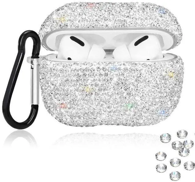 Main image of Bling Rhinestones Cover for AirPods Pro Case,Cute Bling Crystal Rhinestone AirPod Pro Protective Case Cover Shockproof with Keychain for 2019 AirPods Pro Charging Case (Silver)