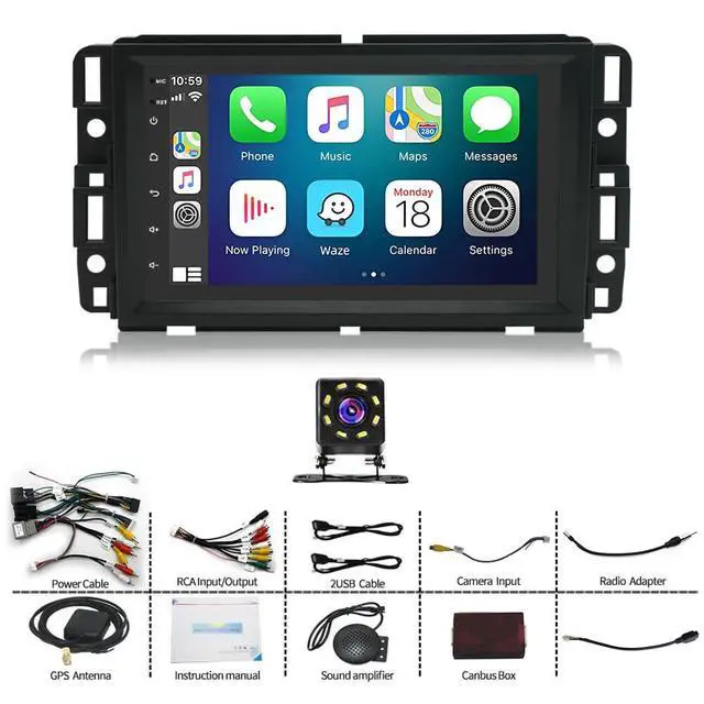 Alt view image 2 of 7 - Android 14 Upgrade Car Radio Stereo for Chevy Impala 2006-2013 Head Unit with Wireless Carplay Android Auto, 7 inch Touchscreen Stereo Bluetooth WiFi GPS Navigation Backup Camera FM/RDS SWC-2+32G