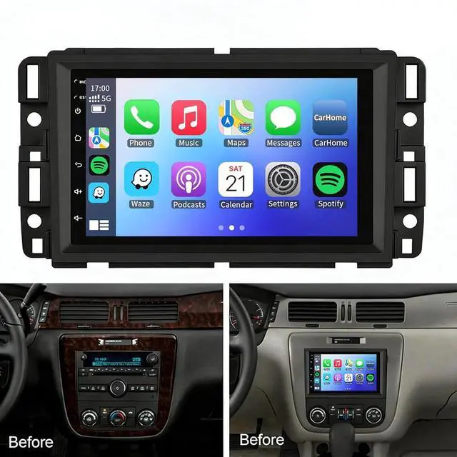 Alt view image 5 of 7 - Android 14 Upgrade Car Radio Stereo for Chevy Impala 2006-2013 Head Unit with Wireless Carplay Android Auto, 7 inch Touchscreen Stereo Bluetooth WiFi GPS Navigation Backup Camera FM/RDS SWC-2+32G