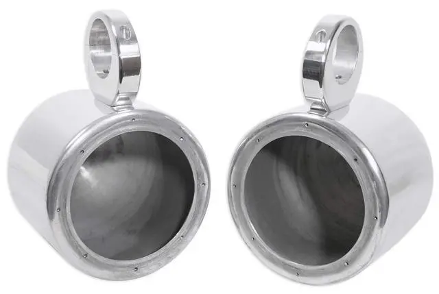 Alt view image 2 of 5 - MAC65S 6.5" Polished Aluminum Wakeboard Pods with RWBC Covers | 6061 Aluminum, Fits 2"-2.5" Towers, Internal Wiring, Waterproof, 2 MAC65S Pod Enclosures, 2 RWBC Covers, Marine, 4-items