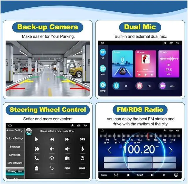 Alt view image 2 of 7 - Android 14 Double Din Car Stereo Radio for Ford F150/F250 2004-2014,10.1" Touchscreen Car Radio w/Wireless Carplay Android Auto GPS WiFi Bluetooth RDS DSP SWC Mic Backup Camera