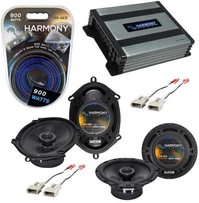 Main image of Fits Ford F-Series 1992-1996 Speaker Package with Amplifier | Truck car bundle upgrade, amplified sound replacement for worn factory drivers, plug-and-play wiring