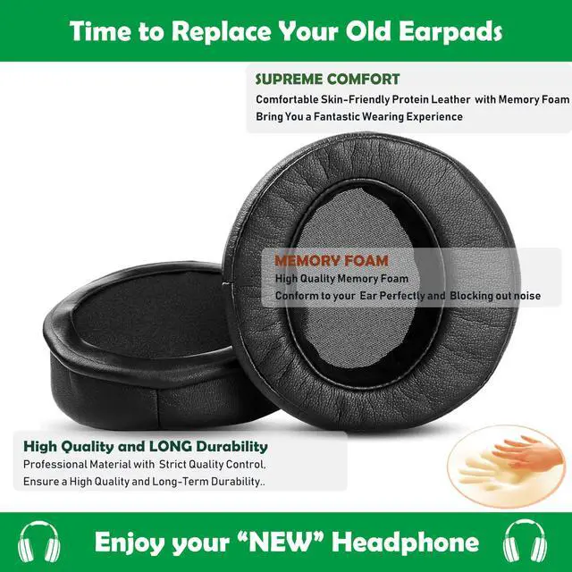 Alt view image 4 of 6 - Earpads Cushion Compatible with Status Audio CB-1 Headphone Ear Pads Replacement with Softer Protein Leather and Memory Foam