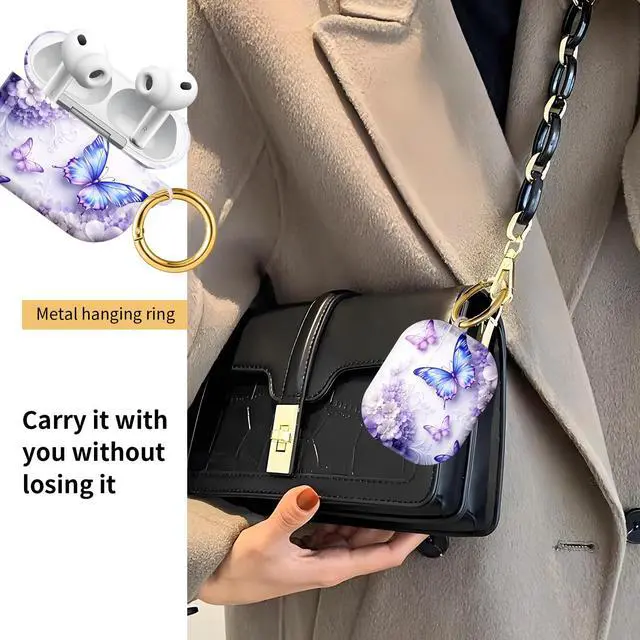 Alt view image 2 of 6 - Compatible with AirPod Pro 3 Case, Cute Hard TPU Protective Cover with Keychain, Shockproof Design Case for Women & Girls,Butterfly Floral
