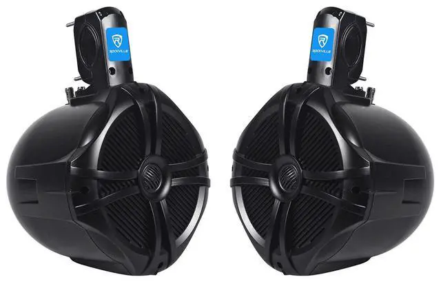 Alt view image 5 of 7 - RGHR2 Marine Gauge Hole Receiver Bundle with RWB80B 8" Speakers | IP66 Waterproof, Bluetooth, USB, AM/FM, RCA Aux, 8" Black Wakeboard Tower Speaker Pair, Wired Remote, Boat, 2-Items