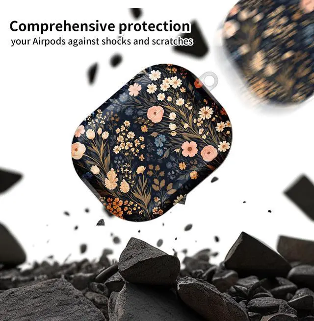 Alt view image 4 of 6 - Compatible with AirPod Pro 3 Case, Cute Hard TPU Protective Cover with Keychain, Shockproof Design Case for Women & Girls,Floral Colors