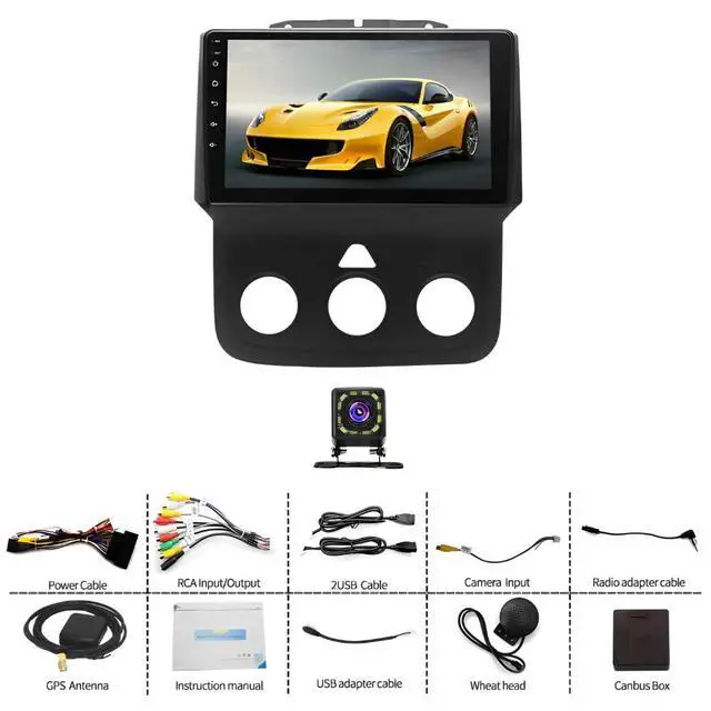 Alt view image 7 of 7 - Car Radio for Dodge Ram 1500 2500 3500 2013-2018 with CarPlay Android Auto, 9in Car Stereo Radio Support GPS Navigation Bluetooth WiFi FM/RDS SWC Mirror Link Backup Camera Mic 2+32G