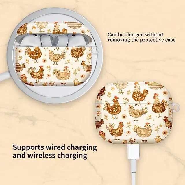 Alt view image 5 of 6 - Compatible with AirPod Pro 3 Case, Cute Hard TPU Protective Cover with Keychain, Shockproof Design Case for Women & Girls,Chicken