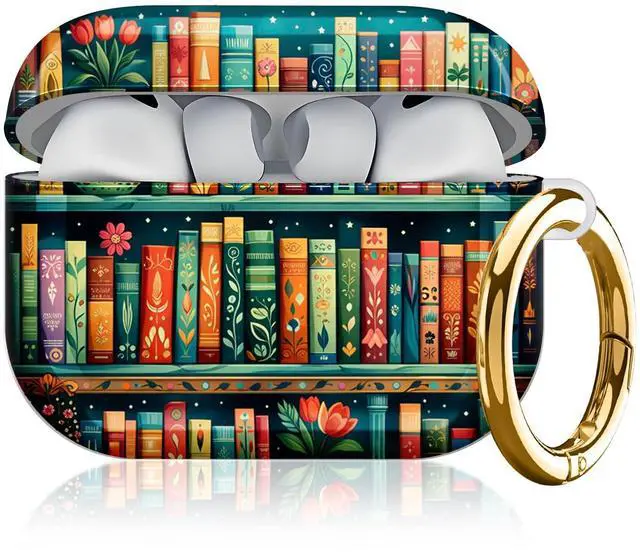 Main image of Compatible with AirPod Pro 3 Case, Cute Hard TPU Protective Cover with Keychain, Shockproof Design Case for Women & Girls,Floral Colorful Books
