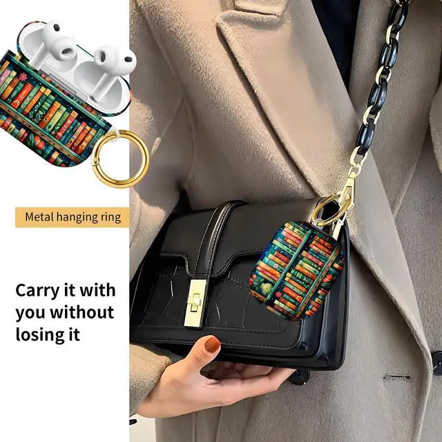 Alt view image 2 of 6 - Compatible with AirPod Pro 3 Case, Cute Hard TPU Protective Cover with Keychain, Shockproof Design Case for Women & Girls,Floral Colorful Books
