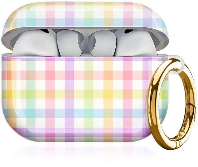 Main image of Compatible with AirPod Pro 3 Case, Cute Hard TPU Protective Cover with Keychain, Shockproof Design Case for Women & Girls,Colorful Grid