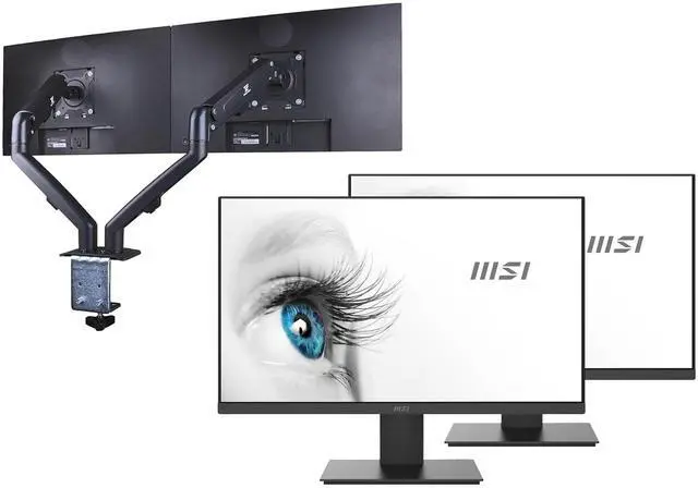 Main image of PRO MP241X 24" Monitor Bundle with ErgoFlexy Single Monitor Mount - FHD VA (1920x1080) 75 Hz Display, 1 HDMI, 1 VGA, VESA Mount (75x75 mm), for Business & Productivity, Black (2026 Model)