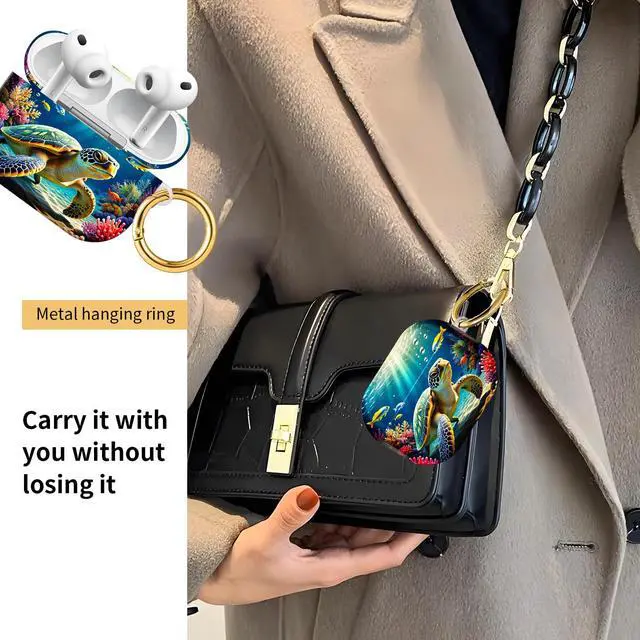 Alt view image 2 of 6 - Compatible with AirPod Pro 3 Case, Cute Hard TPU Protective Cover with Keychain, Shockproof Design Case for Women & Girls,Colorful Sea Turtle Coral Reef Fish