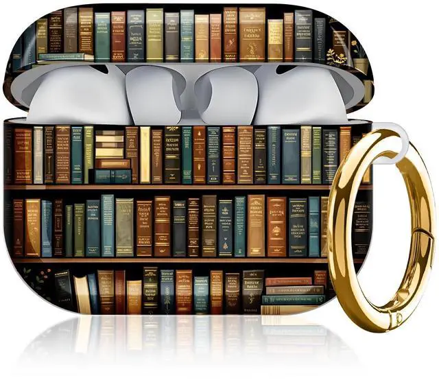 Main image of Compatible with AirPod Pro 3 Case, Cute Hard TPU Protective Cover with Keychain, Shockproof Design Case for Women & Girls,Bookshelf Vintage Books