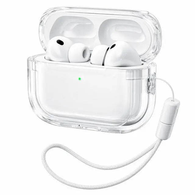 Main image of for AirPods Pro 3 Case with Lanyard, Compatible with Airpods Pro 3rd Generation Cover (2025), Compatible with MagSafe, Clean Design Slim Protective Cover, Clear-1