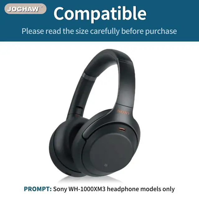Alt view image 6 of 7 - Replacement Ear Pads for Headphones - Compatible for Sony WH-1000xm3 | Premium Ice Silk Cloth Cushions with Soft Memory Foam for Comfort - Black