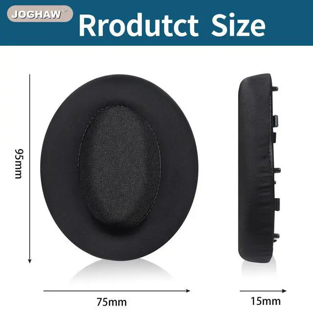 Alt view image 5 of 7 - Replacement Ear Pads for Headphones - Compatible for Sony WH-1000xm3 | Premium Ice Silk Cloth Cushions with Soft Memory Foam for Comfort - Black