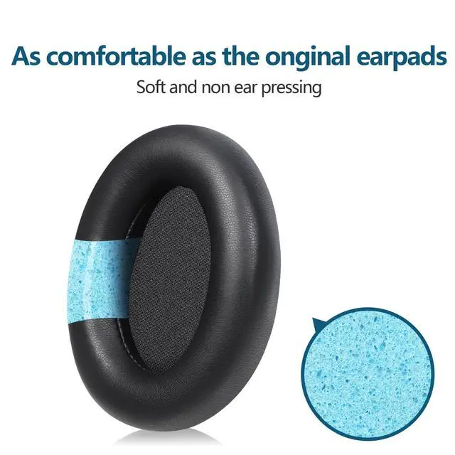 Alt view image 3 of 7 - Replacement Ear Pads for Headphones - Compatible for Sony WH-1000xm3 | Premium Protein Leather Cushions with Soft Memory Foam for Comfort - Black
