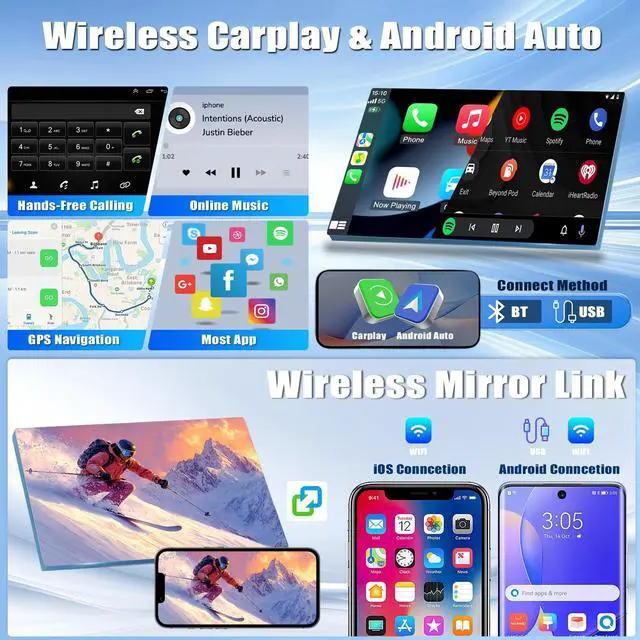 Alt view image 3 of 7 - 8Core 4+64G Radio for KIA Forte Cerato K3 2013-2018 with Wireless Carplay Android Auto, 9'' Touch Screen for Forte Stereo Bluetooth, 32EQ DSP, GPS, WiFi, 59UI, FM, SWC, Mic, Backup Cam