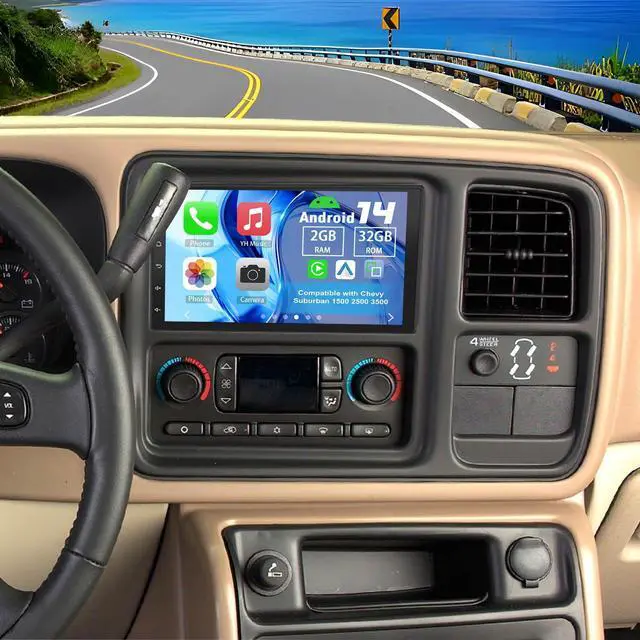 Main image of 2 Din Car Stereo Radio for Chevy Suburban 1500 2500 3500 2003-2006 | Android 14 7" Car Radio w/Wireless Carplay Android Auto GPS WiFi Bluetooth RDS DSP SWC Mic Backup Camera