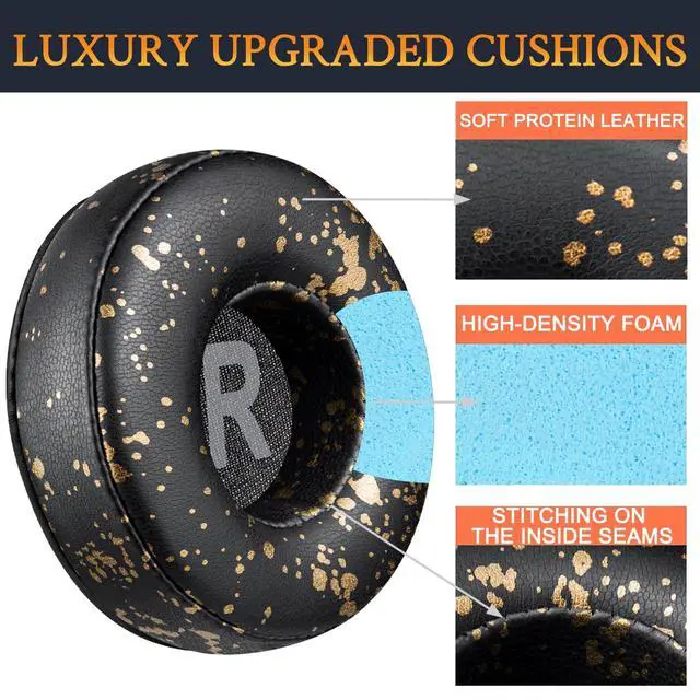 Alt view image 3 of 4 - Professional Ear Pads Cushions Replacement for Beats EP Wired On-Ear Headphones, Ear Pads with High-Density Noise Isolation Foam - EP PL Black Gold
