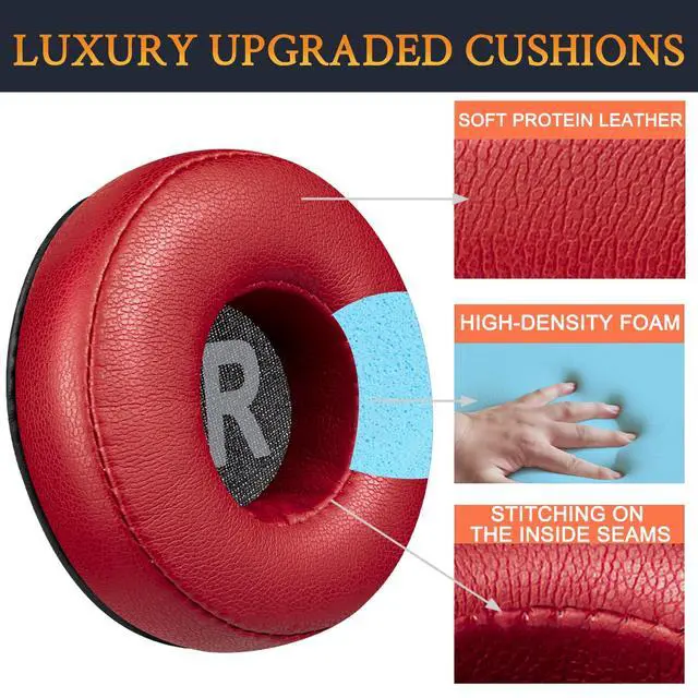 Alt view image 3 of 4 - Professional Ear Pads Cushions Replacement for Beats EP Wired On-Ear Headphones, Ear Pads with High-Density Noise Isolation Foam - EP PL Red