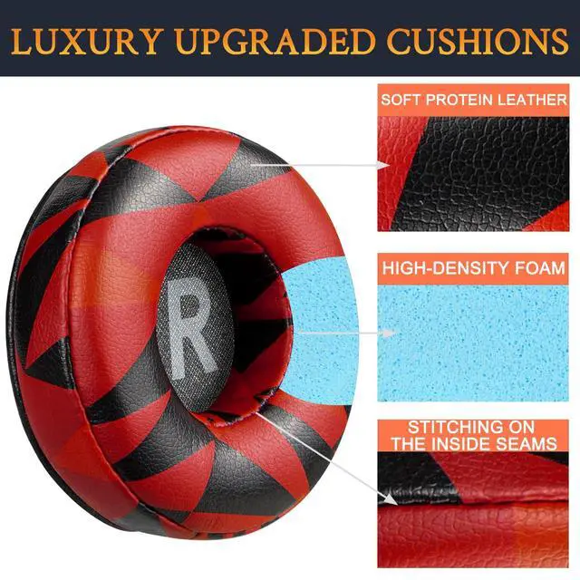 Alt view image 4 of 6 - Professional Ear Pads Cushions Replacement for Beats EP Wired On-Ear Headphones, Ear Pads with High-Density Noise Isolation Foam - EP PL Red Storm