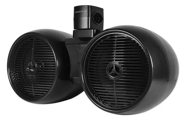 Alt view image 2 of 7 - DWB80B Dual 8" Black Marine Wakeboard Tower Speakers, 2-Pack | 800W Peak / 400W RMS, 1" Titanium Tweeter, 2-Way Crossover, 360° Swivel Bracket, Waterproof, Fits Jeeps/ATVs/UTVs