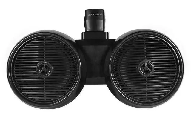 Alt view image 3 of 7 - DWB80B Dual 8" Black Marine Wakeboard Tower Speakers, 2-Pack | 800W Peak / 400W RMS, 1" Titanium Tweeter, 2-Way Crossover, 360° Swivel Bracket, Waterproof, Fits Jeeps/ATVs/UTVs