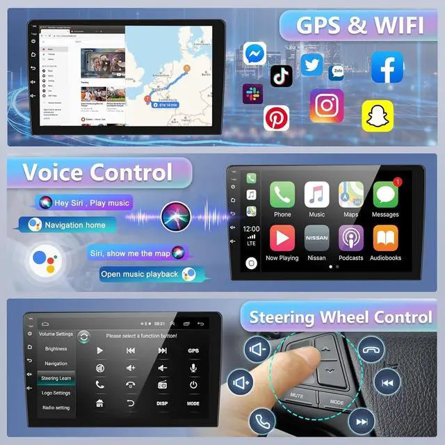 Alt view image 4 of 7 - 9.7inch Car Stereo Radiofor Hyundai Elantra 2011 2012 2013, Android 14 Car Radio Audio Receiver with Carplay Android Auto GPS Navigation Bluetooth SWC AHD Reverse Camera 4+64G