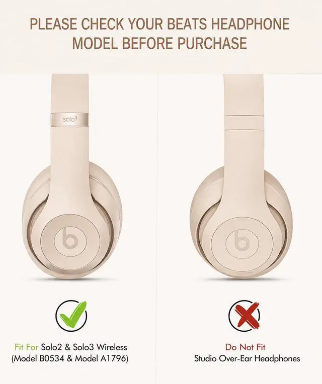Alt view image 2 of 7 - Ear Pads Replacement for Beats - Earpad Cushions for Solo 2/3 Wired Wireless Headphones Covers with Noise Isolation Memory Foam with Extra Adhesive Kit (Pink)