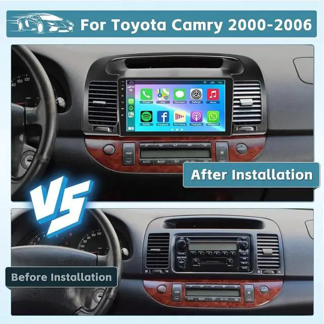 Alt view image 2 of 7 - Car Stereo Radio for Toyota Camry 2000 2001 2002 2003 2004 2005 2006, 9" IPS Touchscreen Car Radio with Wireless Carplay/Android Auto Support GPS FM Navi Bluetooth WiFi Backup Camera- 2+32G
