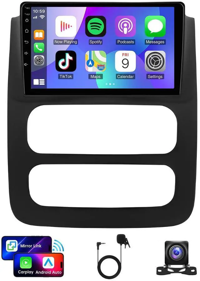 Main image of Car Radio for Dodge RAM 1500 2500 3500 2002 2003 2004 2005 | with Wireless CarPlay Android Auto, 9" Touch Screen Car Stereo with Bluetooth WiFi DSP GPS Navigation Backup Camera FM