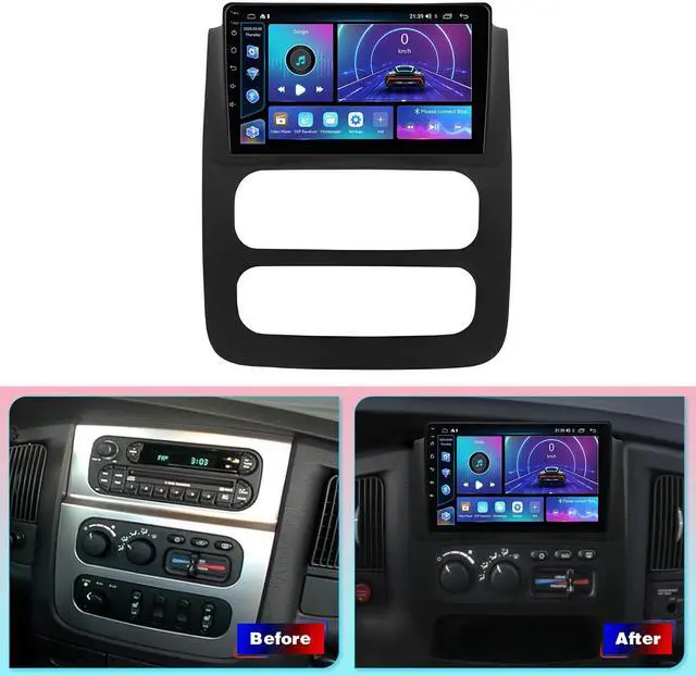 Alt view image 2 of 7 - Car Radio for Dodge RAM 1500 2500 3500 2002 2003 2004 2005 | with Wireless CarPlay Android Auto, 9" Touch Screen Car Stereo with Bluetooth WiFi DSP GPS Navigation Backup Camera FM