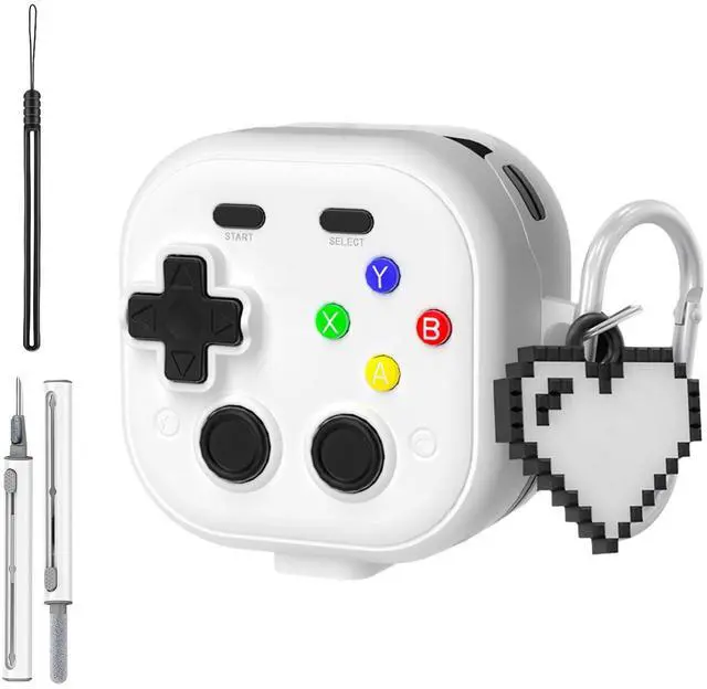 Main image of for Samsung Galaxy Buds 4 pro/Buds 4 Case Cover,Cute Cartoon 3D Funny Game Player Design Protective PC+TPU Cover,with Keychain & Lanyard & Cleaner Kit,White