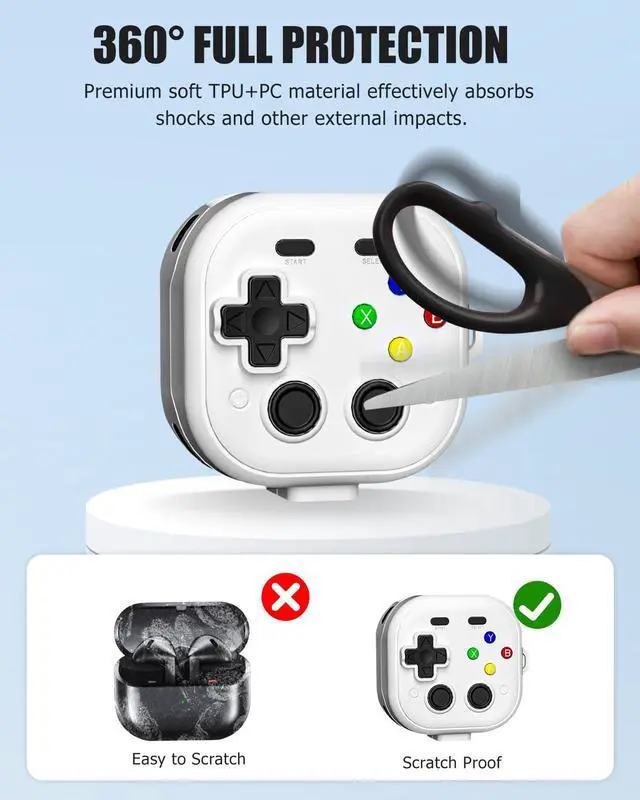 Alt view image 3 of 7 - for Samsung Galaxy Buds 4 pro/Buds 4 Case Cover,Cute Cartoon 3D Funny Game Player Design Protective PC+TPU Cover,with Keychain & Lanyard & Cleaner Kit,White