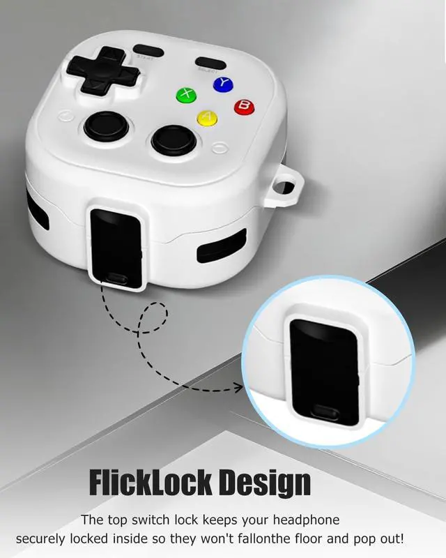 Alt view image 5 of 7 - for Samsung Galaxy Buds 4 pro/Buds 4 Case Cover,Cute Cartoon 3D Funny Game Player Design Protective PC+TPU Cover,with Keychain & Lanyard & Cleaner Kit,White