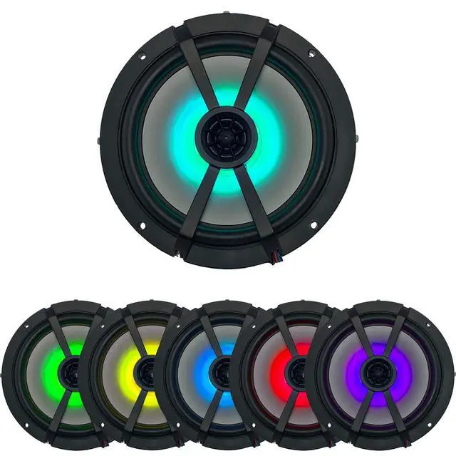Alt view image 2 of 5 - 6.5" Charcoal LED Marine Speakers (Qty 2) 1 Pair of OEM Replacement Speakers