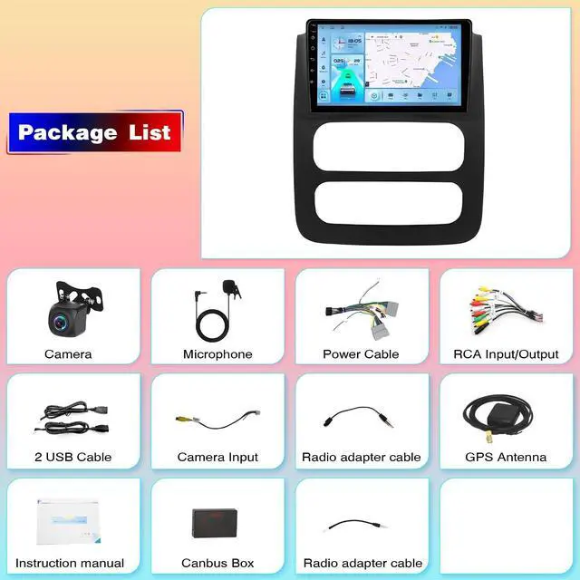 Alt view image 7 of 7 - Car Radio for Dodge RAM 1500 2500 3500 2002 2003 2004 2005 | with Wireless CarPlay Android Auto, 9" Touch Screen Car Stereo with Bluetooth WiFi DSP GPS Navigation Backup Camera FM