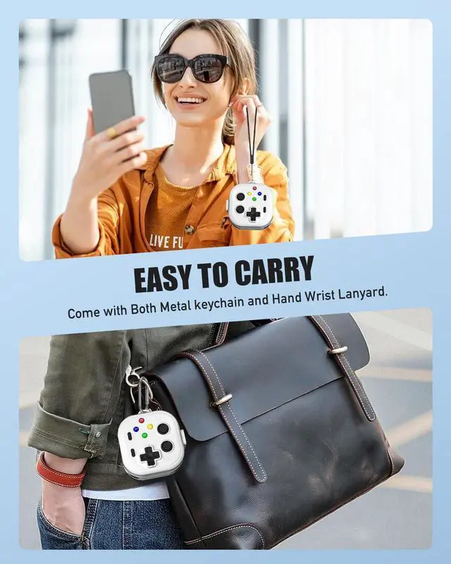 Alt view image 7 of 7 - for Samsung Galaxy Buds 4 pro/Buds 4 Case Cover,Cute Cartoon 3D Funny Game Player Design Protective PC+TPU Cover,with Keychain & Lanyard & Cleaner Kit,White